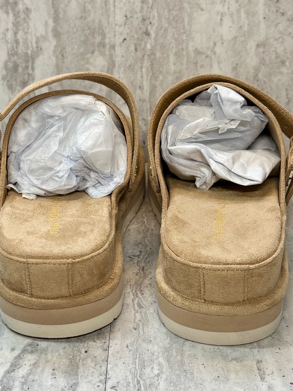 Madden Girl Graham Tan Beige Convertible Strap Platform Clogs Mules Sz 8M - Picture 6 of 8